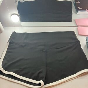 Sleek Black Athletic Shorts with White Trim